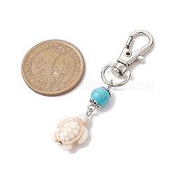 Tortoise & Round Synthetic Turquoise Beaded Pendant Decoration&nbsp;HJEW-JM02296-02