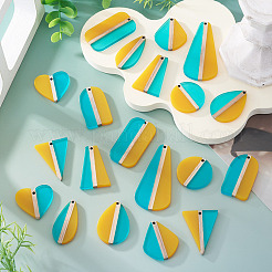 20Pcs 10 Styles Transparent Resin & Natural Wood Pendants&nbsp;RESI-TA0004-47