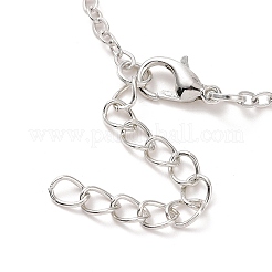 Glass Flat Round Pendant Necklace with Brass Chain&nbsp;LS-NJEW-A003-01F