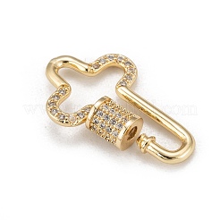 Brass Micro Pave Cubic Zirconia Screw Carabiner Lock Charms&nbsp;KK-I657-16G