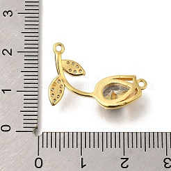 Brass Cubic Zirconia Rose Flower Connector Charms&nbsp;KK-R0002-26G-02