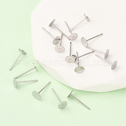 Tarnish Resistant 304 Stainless Steel Flat Round Blank Peg Stud Earring Findings&nbsp;STAS-S028-23