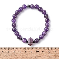 Natural Amethyst Beaded Stretch Bracelet for Women&nbsp;BJEW-A145-01F