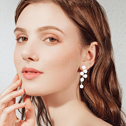 4 Pairs 4 Style Exquisite Plastic Imitation Pearl Beaded Dangle Stud Earrings&nbsp;EJEW-AN0002-09