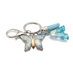 26Pcs Transparent Epoxy Resin & Transparent Acrylic & Faux Suede Tassel Keychain&nbsp;KEYC-JKC01202