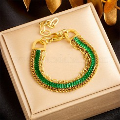 Golden 304 Stainless Steel Triple Layer Multi-strand Bracelets&nbsp;BJEW-C045-01C-G