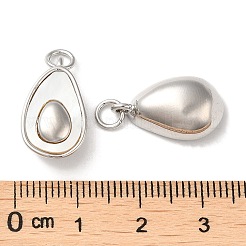 Brass Pave Shell Teardrop Pendants&nbsp;KK-P239-13P