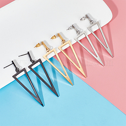 3 Pairs 3 Colors Alloy Hollow Out Triangle Dangle Stud Earrings for Women&nbsp;EJEW-AN0003-03