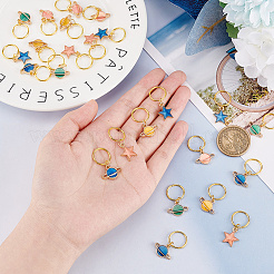 24Pcs Alloy Enamel & Iron Braiding Hair Pendants Decoration Clips&nbsp;PALLOY-AB00050