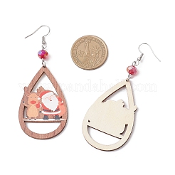 Christmas Printed Wood Dangle Earrings&nbsp;EJEW-JE06518
