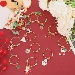 18Pcs Christmas Theme Alloy Enamel Wine Glass Charms&nbsp;AJEW-CA00004