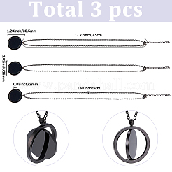3Pcs Stainless Steel Rotatable Blank Flat Round Pendant Necklaces for Women Men&nbsp;NJEW-SC0001-81