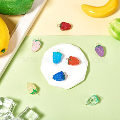 8Pcs 8 Styles Handmade Lampwork Grapes Connector Charms&nbsp;PALLOY-TAC0156