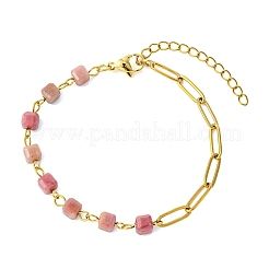Cube Natural Gemstone Beads Link Bracelets&nbsp;BJEW-JB13903