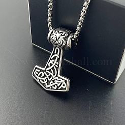 304 Stainless Steel Viking Hammer Pendant Stylish Punk Hip Hop Necklaces&nbsp;NX6366