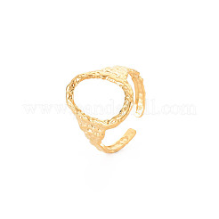 Ion Plating(IP) 304 Stainless Steel Open Oval Wide Cuff Ring for Women&nbsp;X-RJEW-S405-167G