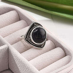 Synthetic Blue Goldstone Adjustable Rings&nbsp;G-P560-03AS-08