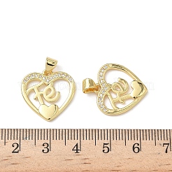 Brass Micro Pave Cubic Zirconia Pendants&nbsp;KK-L243-14G-06