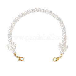 ABS Plastic Imitation Pearl Round & Bowknot White Beaded Purse Chains&nbsp;AJEW-BA00140