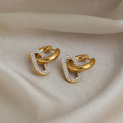 304 Stainless Steel Rhinestone Hoop Dangle Earrings for Women&nbsp;UW7347