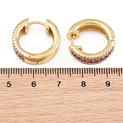 Brass Micro Pave Cubic Zirconia Hoop Earrings&nbsp;KK-CBA8324-06G-02