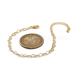 Brass Heart Link Bracelets for Women&nbsp;BJEW-G735-07G