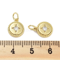 Rack Plating Brass Clear Cubic Zirconia Charms&nbsp;KK-M293-10G
