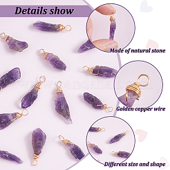 16Pcs Raw Rough Natural Amethyst Copper Wire Wrapped Pendants&nbsp;PALLOY-AB00104