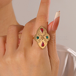 Flower Brass Micro Pave Cubic Zirconia Finger Ring&nbsp;AM8089