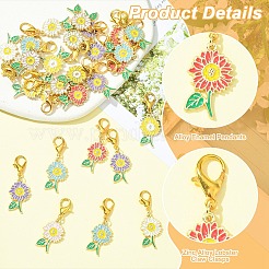 30Pcs 6 Styles Alloy Enamel Sunflower Pendant Decorations&nbsp;HJEW-YW00414