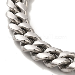 Non-Tarnish 304 Stainless Steel Cuban Link Chain Bracelets for Women Men&nbsp;BJEW-Q341-14D-P
