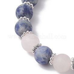 Frosted Natural Mixed Gemstone Round Beaded Stretch Bracelets for Women Men&nbsp;BJEW-JB12471-02
