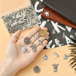 100Pcs 10 Styles Halloween Theme Tibetan Style Alloy Pendants&nbsp;FIND-CJ0004-45