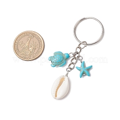Synthetic Turquoise with Natural Mixed Cowrie Shell Keychain&nbsp;KEYC-JKC01265