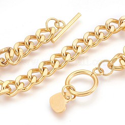 Ion Plating(IP) 304 Stainless Steel Curb Chain Bracelets&nbsp;BJEW-P237-04G