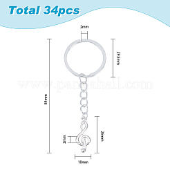 Tibetan Style Alloy Treble Clef Pendants Keychains&nbsp;KEYC-FH0001-22