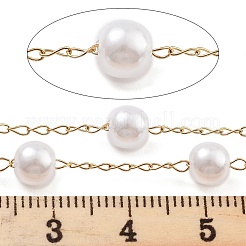 Handmade Round ABS Imitation Pearl Beaded Chains&nbsp;CHS-P019-09E-G