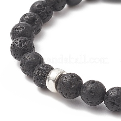 3Pcs 3 Style Natural Lava Rock & Black Onyx Beaded Stretch Bracelets Set&nbsp;BJEW-JB09237