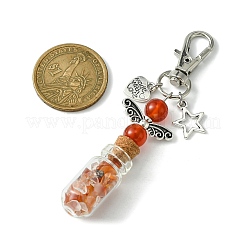 Glass Wishing Bottle with Synthetic & Natural Bead Chip inside Pendant Decorations&nbsp;HJEW-JM01741