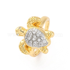 Brass Micro Pave Clear Cubic Zirconia Cuff Finger Rings for Women&nbsp;RJEW-C116-15G