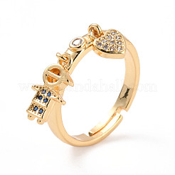 Boy and Heart Cubic Zirconia Charm Adjustable Ring&nbsp;RJEW-C024-08G
