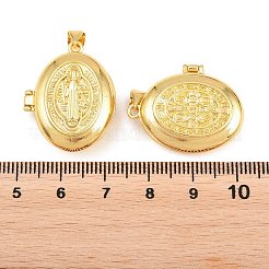 Religion Brass Locket Pendants&nbsp;KK-D232-21G-02