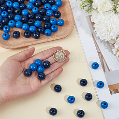 150Pcs 2 Colors Spray Painted Round Natural Schima Wood Beads&nbsp;WOOD-PA0001-70