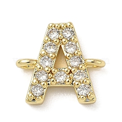 Brass Micro Pave Clear Cubic Zirconia Letter Links Connector Charmss&nbsp;KK-I382-07G