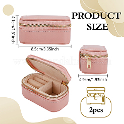 Portable Travel Rectangle PU Leather Jewelry Set Storage Zipper Boxes&nbsp;LBOX-WH0007-001A