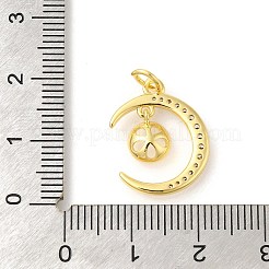 Plane Rack Moon Plating Brass Micro Pave Clear Cubic Zirconia Pendant Rhinestone Settings&nbsp;KK-S396-57G