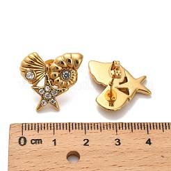 304 Stainless Steel Rhinestone Stud Earrings&nbsp;EJEW-P316-12G