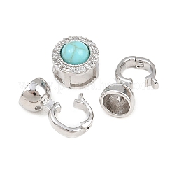 Brass Micro Pave Clear Cubic Zirconia Fold Over Clasps&nbsp;KK-U059-63P