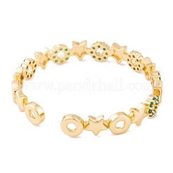 Brass Pave Cubic Zirconia Open Cuff Bangles for Women&nbsp;BJEW-S147-17G-B