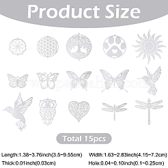 15Pcs 15 Styles 201 Stainless Steel Links Connector Charms&nbsp;STAS-YW0011-13